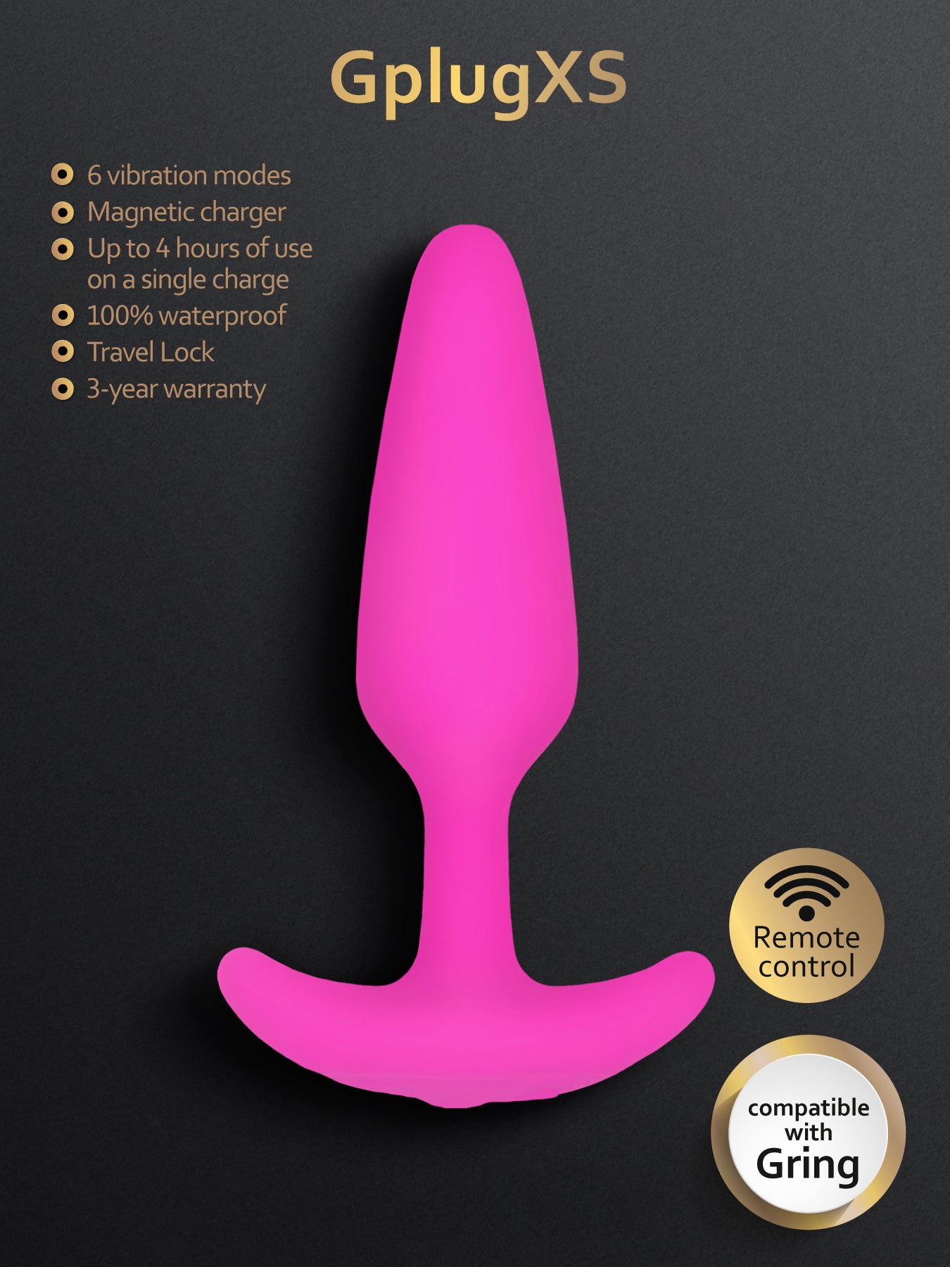 Gplug XS Smallest Vibrating Butt Plug Gplug XS Smallest Vibrating Butt Plug